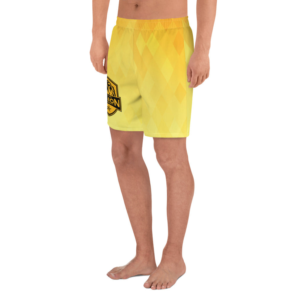 Men's Athletic Long Shorts - Yellow Diamonds
